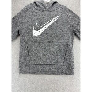 Nike Therma-FIT Pullover Hoodie Gray‎ Youth Medium Logo Sweatshirt Athletic